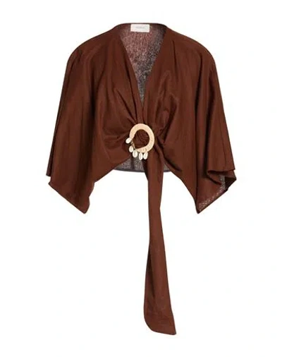 Vicolo Woman Top Chocolate Brown Size Onesize Viscose, Linen