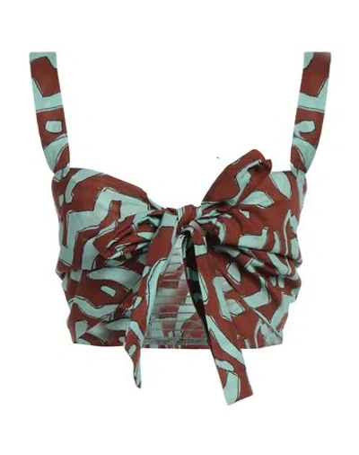 Vicolo Woman Top Chocolate Brown Size M Cotton