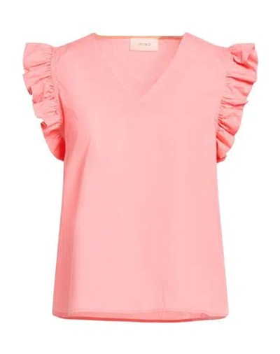 Vicolo Woman Top Coral Size S Cotton In Pink