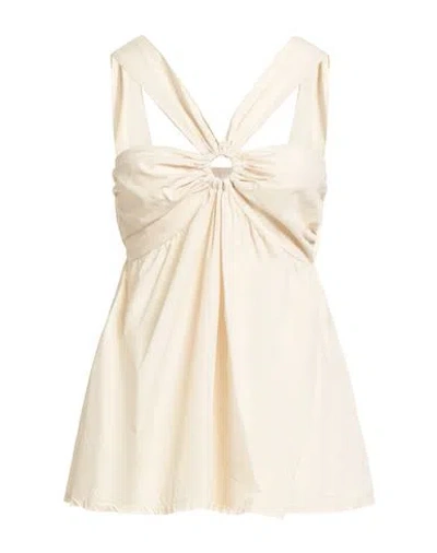 Vicolo Woman Top Cream Size M Cotton In Neutral