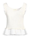 Vicolo Woman Top Cream Size Onesize Cotton, Acrylic In White