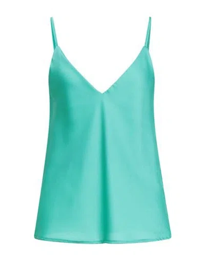 Vicolo Woman Top Green Size S Polyester In Blue