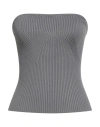 Vicolo Woman Top Grey Size Onesize Viscose, Polyester In Gray