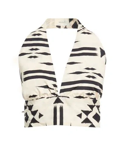Vicolo Woman Top Ivory Size M Cotton In Neutral