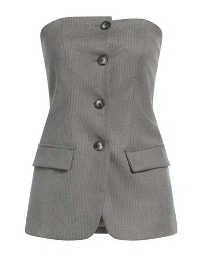 Vicolo Woman Top Lead Size M Polyester, Viscose, Elastane In Gray