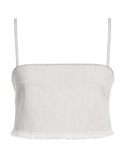 Vicolo Woman Top Light Grey Size S Cotton, Lyocell In White