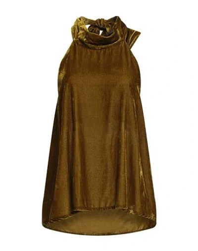 Vicolo Woman Top Military Green Size L Viscose, Polyamide In Brown