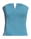 Vicolo Woman Top Pastel Blue Size M Polyester, Elastane In Blue