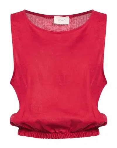 Vicolo Woman Top Red Size M Linen, Viscose In Orange