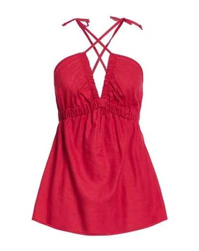 Vicolo Woman Top Red Size Onesize Linen, Viscose