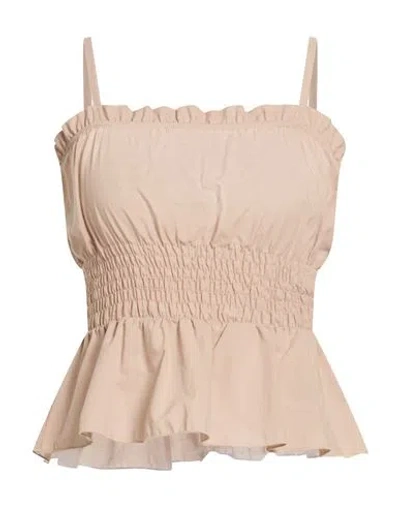 Vicolo Woman Top Sand Size M Cotton In Brown