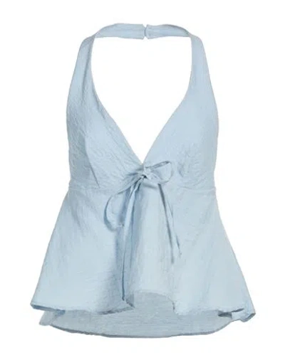 Vicolo Woman Top Sky Blue Size M Viscose, Linen, Polyamide