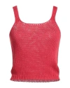 Vicolo Woman Top Tomato Red Size Onesize Cotton, Polyamide