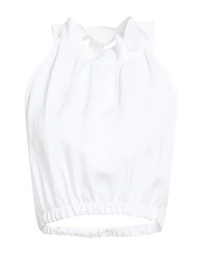 Vicolo Woman Top White Size L Viscose, Rayon, Linen, Lyocell