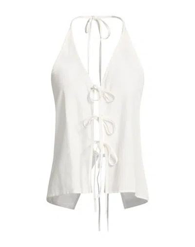 Vicolo Woman Top White Size M Viscose, Linen