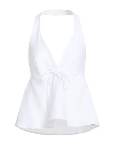 Vicolo Woman Top White Size M Viscose, Linen, Polyamide
