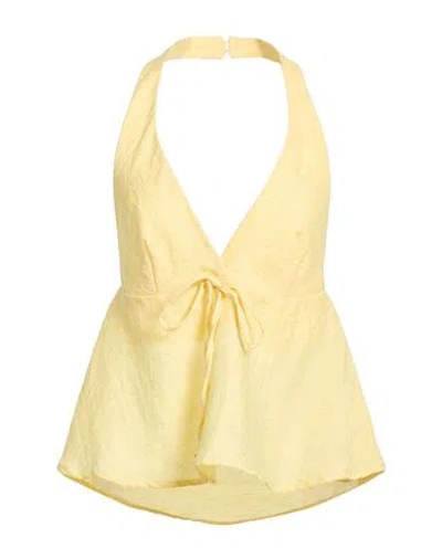 Vicolo Woman Top Yellow Size M Viscose, Linen, Polyamide