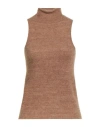 Vicolo Woman Turtleneck Brown Size Onesize Polyester, Polyamide
