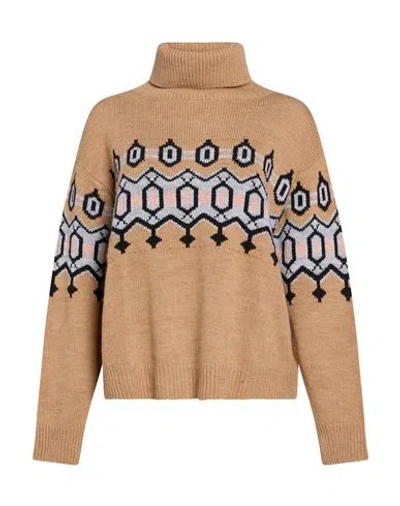 Vicolo Woman Turtleneck Camel Size Onesize Acrylic, Viscose, Wool, Alpaca Wool In Beige