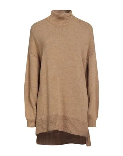 Vicolo Woman Turtleneck Camel Size Onesize Acrylic, Wool, Viscose, Alpaca Wool In Brown