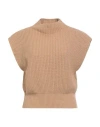 Vicolo Woman Turtleneck Camel Size Onesize Viscose, Polyamide, Wool, Cashmere In Brown
