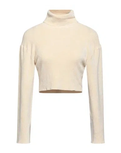 Vicolo Woman Turtleneck Cream Size Onesize Viscose, Polyamide, Elastane In White