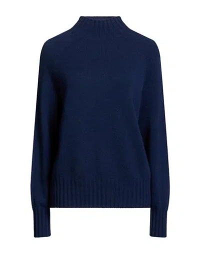 Vicolo Woman Turtleneck Navy Size Onesize Cashmere In Blue