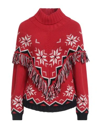 Vicolo Woman Turtleneck Red Size Onesize Wool, Acrylic