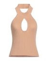 Vicolo Woman Turtleneck Sand Size Onesize Viscose, Polyester In Beige