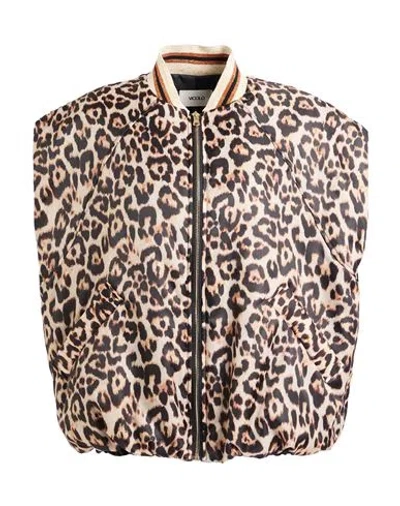 Vicolo Woman Vest Beige Size Onesize Polyester In Animal Print
