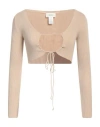 Vicolo Woman Wrap Cardigans Beige Size Onesize Viscose, Polyester