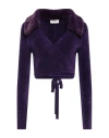 Vicolo Woman Wrap Cardigans Dark Purple Size Onesize Viscose, Polyamide, Elastane