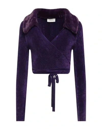 Vicolo Woman Wrap Cardigans Dark Purple Size Onesize Viscose, Polyamide, Elastane