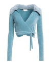 Vicolo Woman Wrap Cardigans Sky Blue Size Onesize Viscose, Polyamide, Elastane
