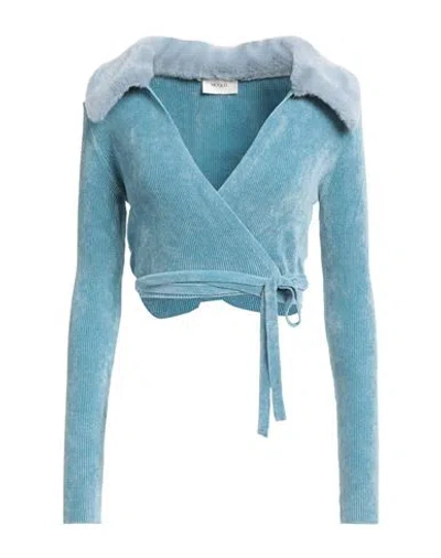 Vicolo Woman Wrap Cardigans Sky Blue Size Onesize Viscose, Polyamide, Elastane