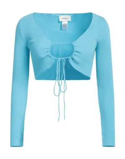Vicolo Woman Wrap Cardigans Turquoise Size Onesize Viscose, Polyester In Blue