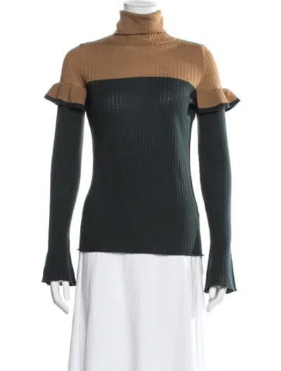 Pre-owned Vicolo Wool Colorblock Pattern Sweater In Green