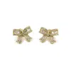 Vicstonenyc Fine Jewelry Men's Elegant Ribbon Gold Stud Earrings For Women