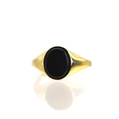 Vicstonenyc Fine Jewelry Men's Handmade Onyx Bold Yellow Solid Gold Ring