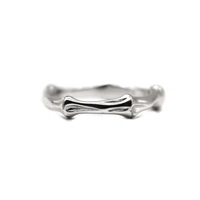 Vicstonenyc Fine Jewelry Men's Timeless Unique Bone Texture White Gold Ring In Metallic