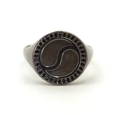 Vicstonenyc Fine Jewelry Men's Yin And Yong Black Stone Black Bold Signet Ring