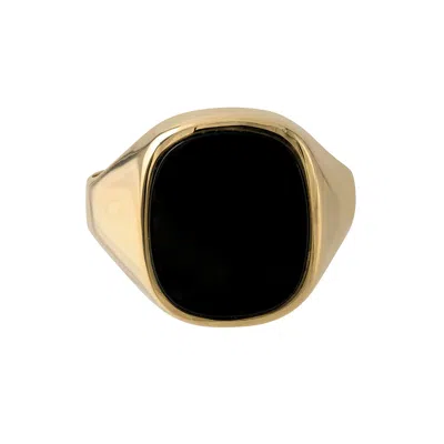 Vicstonenyc Fine Jewelry Natural Onyx Yellow Solid Gold Ring For Men