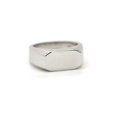Vicstonenyc Fine Jewelry White Solid Gold Bold Signet Ring For Men