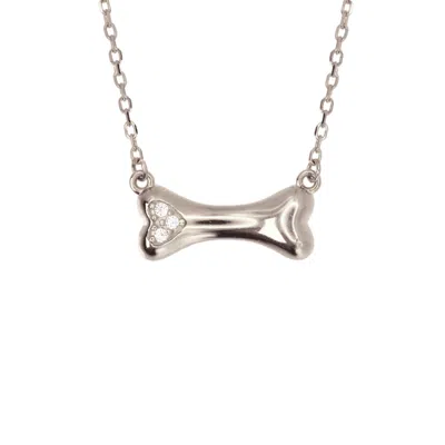 Vicstonenyc Fine Jewelry Women's 14k Natural Diamond Dog Bone Pendant White Gold Necklace – Handmade In N Y C