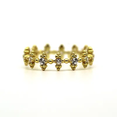 Vicstonenyc Fine Jewelry Women's Art Deco Natural Diamond Eternity Yellow Solid Gold Ring