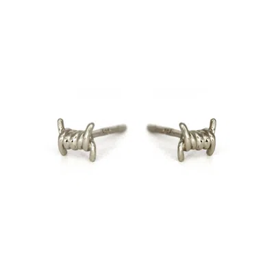 Vicstonenyc Fine Jewelry Women's Barbed Wire White Gold Stud Earrings For Men