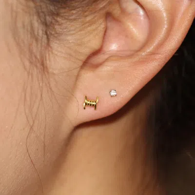Vicstonenyc Fine Jewelry Women's Barbed Wire Yellow Solid Gold Stud Earrings