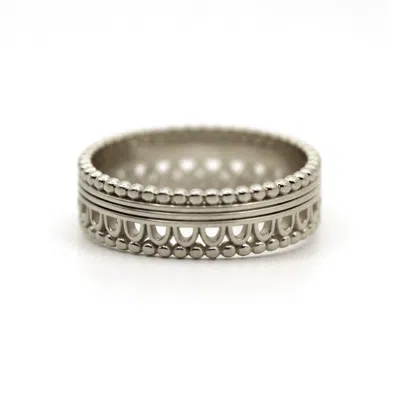 Vicstonenyc Fine Jewelry Women's Delicate Antique Lace White Gold Ring