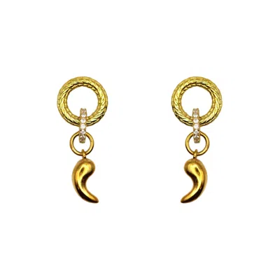 Vicstonenyc Fine Jewelry Women's Gok Ock Design Diamond Dangle Yellow Gold Earrings