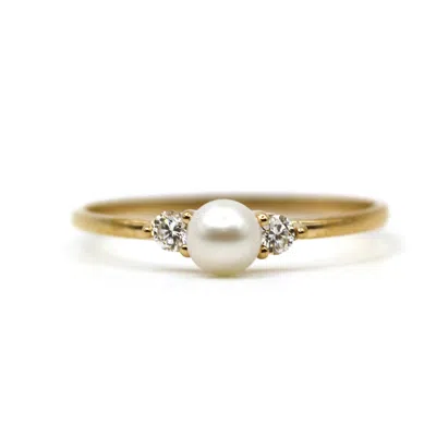 Vicstonenyc Fine Jewelry Women's Gold Art Deco Akoya Pearl Engagement Ring